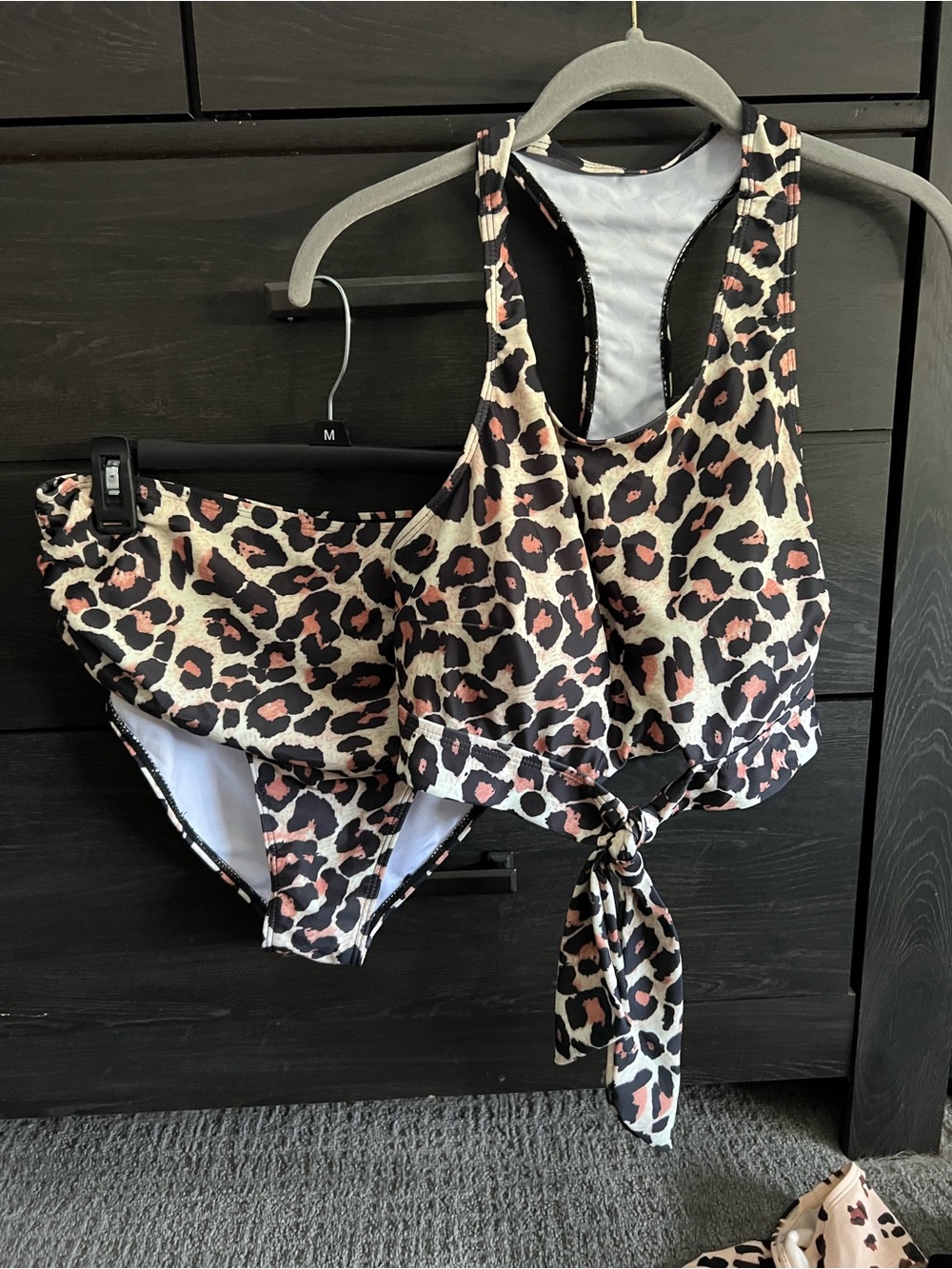 Target Women's Leopard Print Tie-Front Bikini Set - Black, Cream, Pink